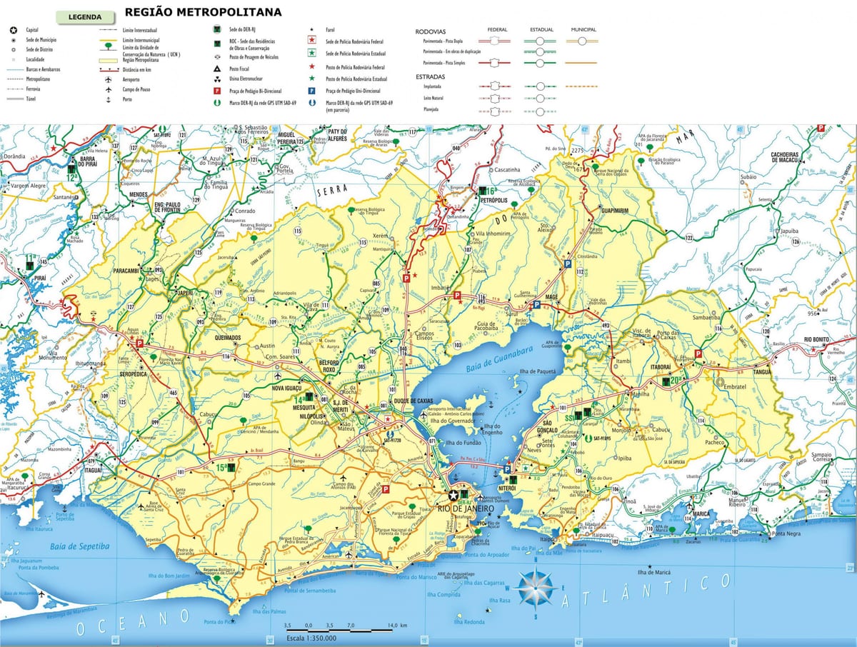 Χάρτης των δρόμων Ρίο ντε Τζανέιρο