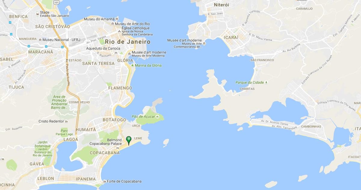Χάρτης της παραλίας Copacabana