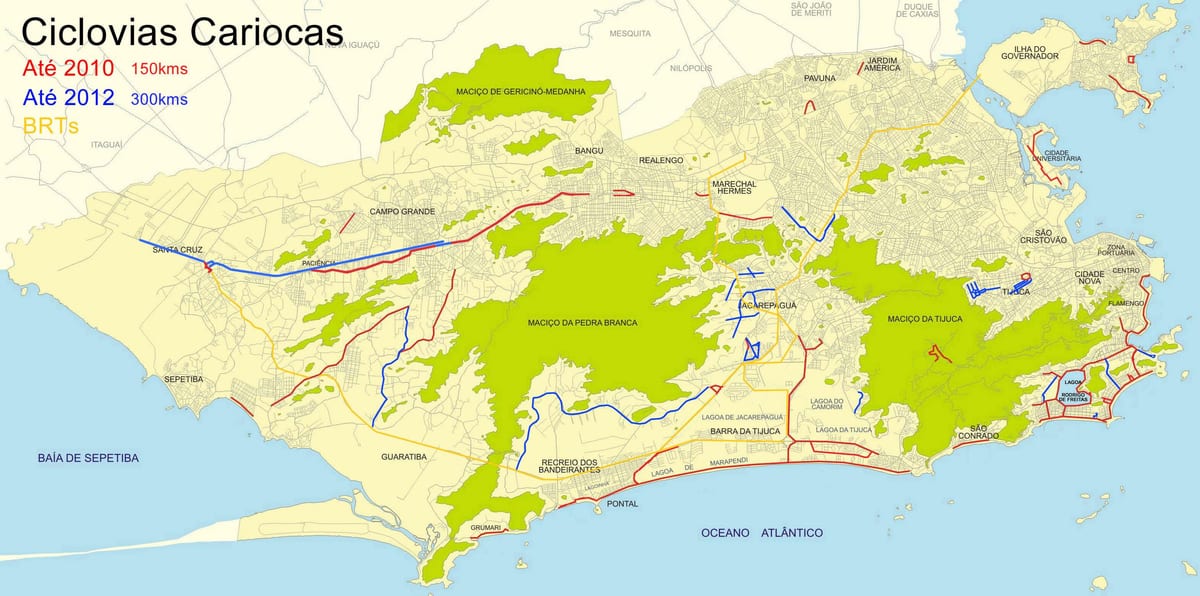 Χάρτης της ποδηλασίας Ρίο ντε Τζανέιρο