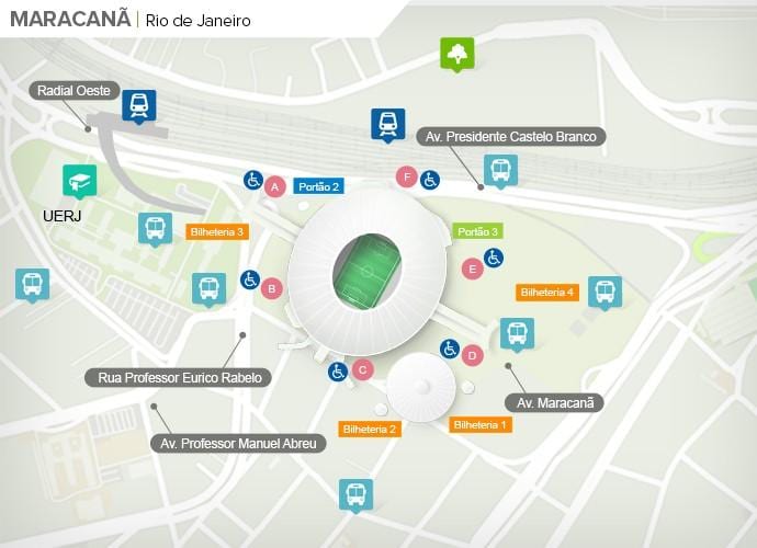 Χάρτης της στάδιο Maracanã accès