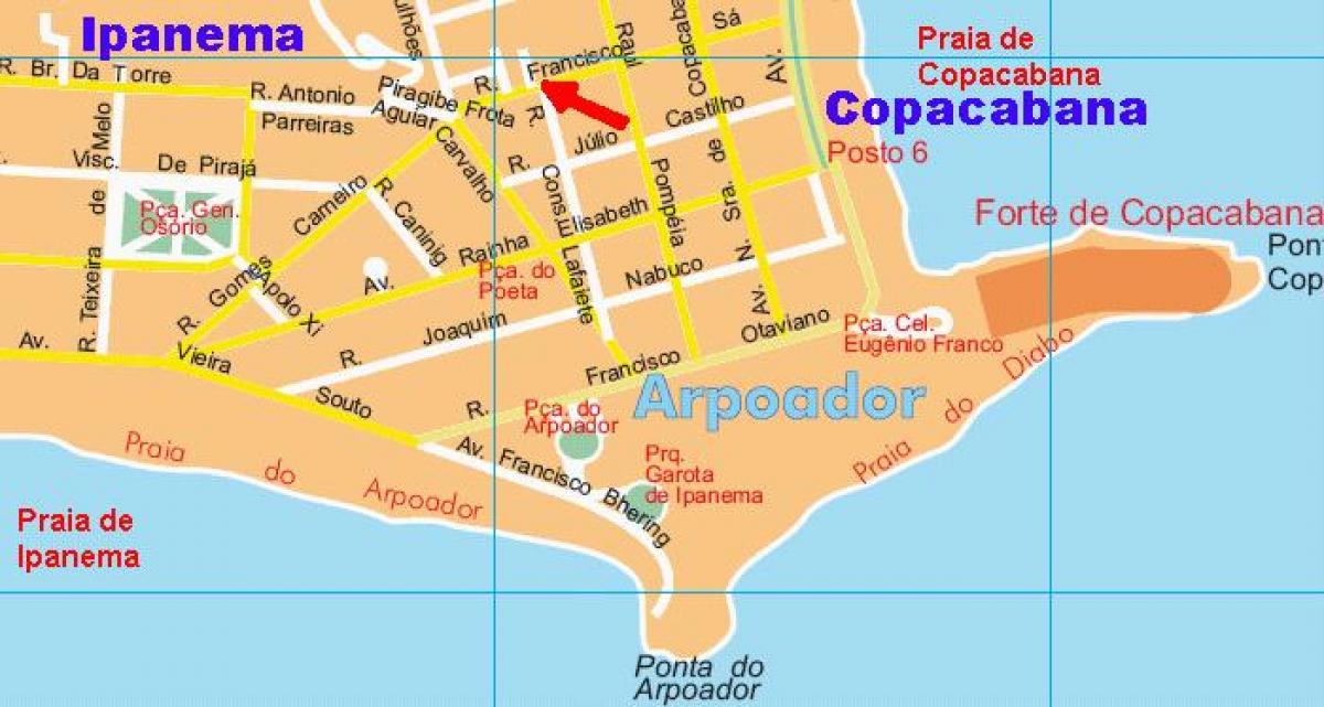 Χάρτης της Arpoador beach