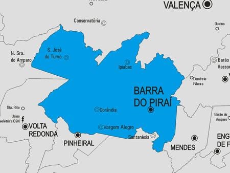 Χάρτης της πόλης Barra do Piraí δήμο