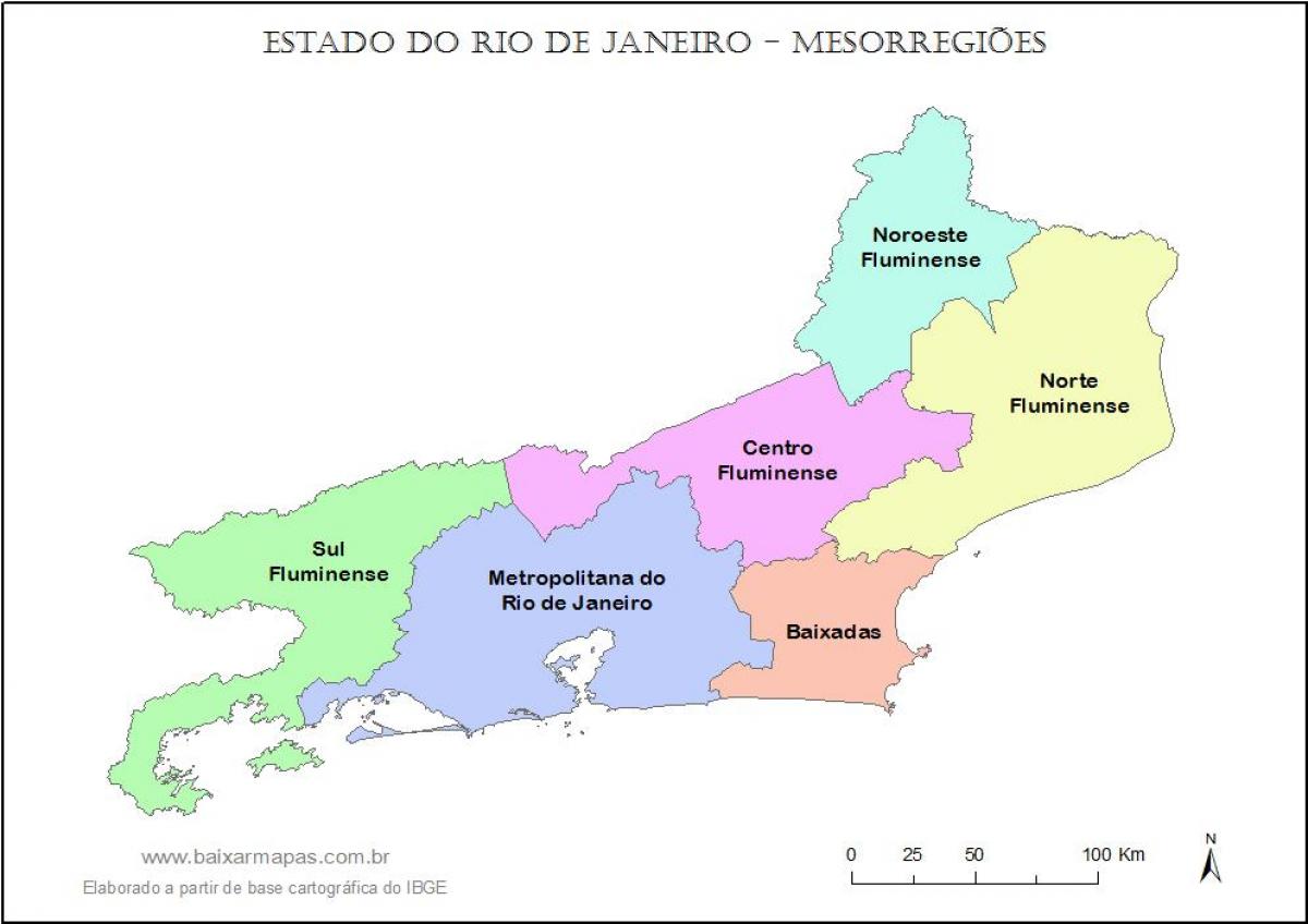 Χάρτης της mesoregions Ρίο ντε Τζανέιρο