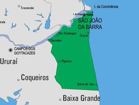 Χάρτης του São João da Barra δήμο