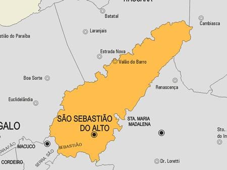 Χάρτης του São Sebastião do Alto δήμο