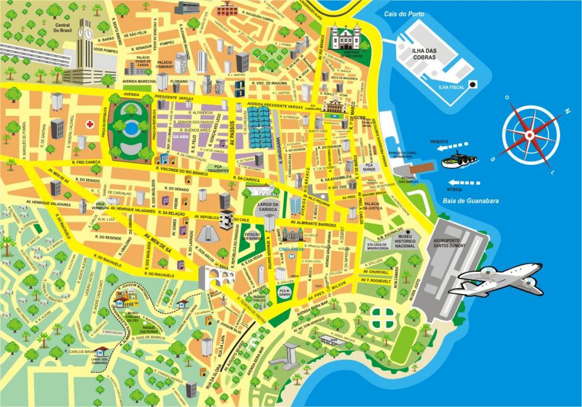 Χάρτης αξιοθέατα του Ρίο ντε Τζανέιρο