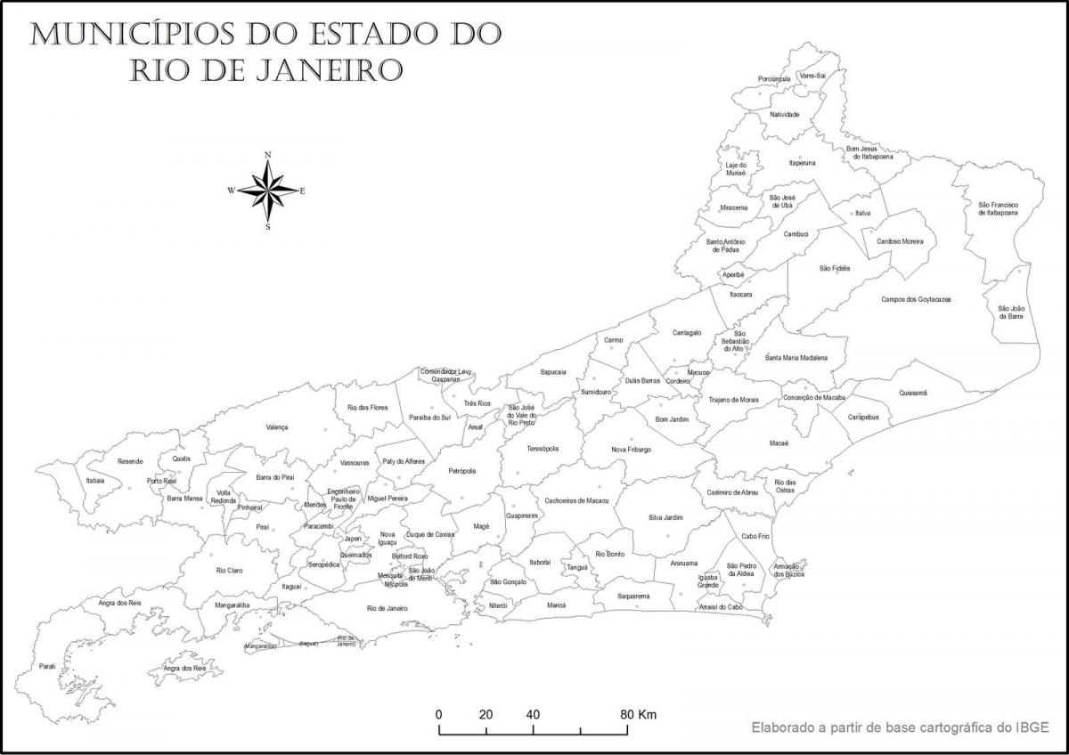 Ο χάρτης του Ρίο ντε Τζανέιρο, μαύρο και άσπρο