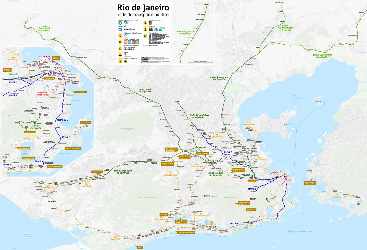 Ο χάρτης του Ρίο ντε Τζανέιρο μεταφοράς