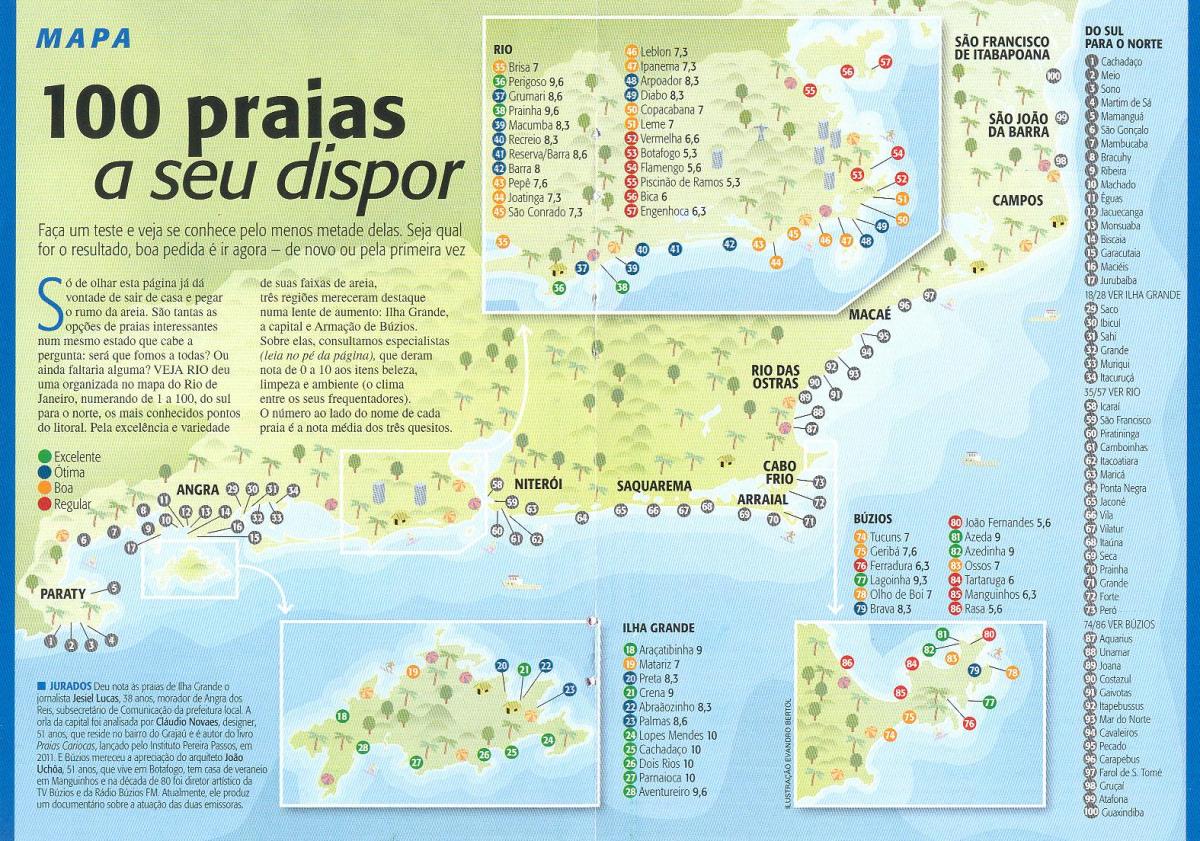 Ο χάρτης του Ρίο ντε Τζανέιρο παραλίες