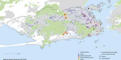 Ο χάρτης του Ρίο ντε Τζανέιρο φαβέλες