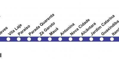 Ο χάρτης του Ρίο ντε Τζανέιρο μετρό - Γραμμή 3 (μπλε)